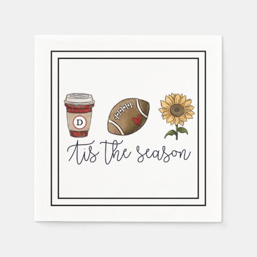 Herfst Tis het Seizoen Initiaal Koffie Football Bl Servet (Voorkant)