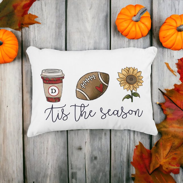 Herfst Tis het Seizoensscript Koffie Football Bloe Accent Kussen (Creator heeft geüpload)