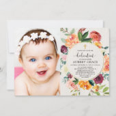 Herfst Toewijding bloemenbordeaux rustieke foto Kaart (Voorkant)