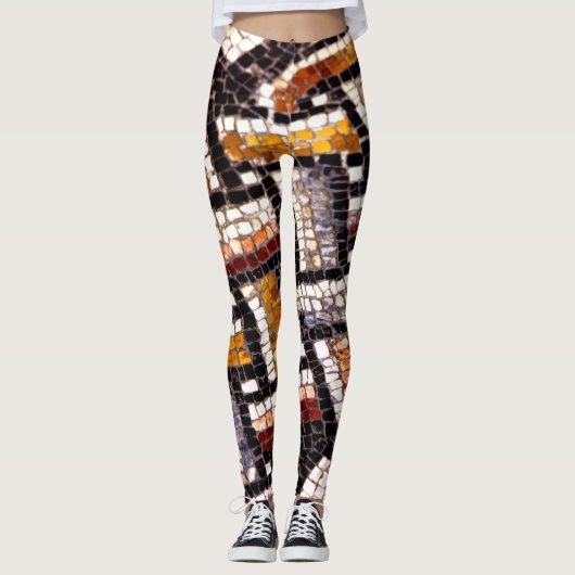 Herfst Toned Romeins Mozaïek Leggings (Voorkant)