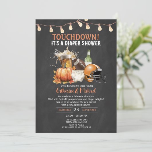 Herfst Touchdown het is een luier Baby shower Beer Kaart (Staand voorkant)