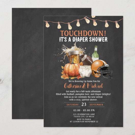 Herfst Touchdown het is een luier Baby shower Beer Kaart (Voorkant / Achterkant)