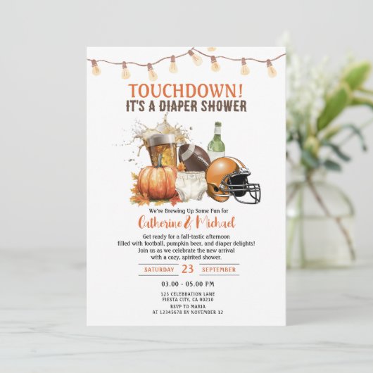 Herfst Touchdown het is een luier Baby shower Beer Kaart (Staand voorkant)