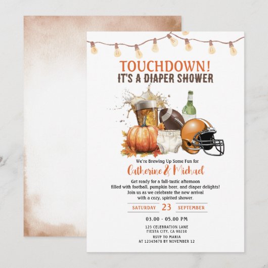 Herfst Touchdown het is een luier Baby shower Beer Kaart (Voorkant / Achterkant)