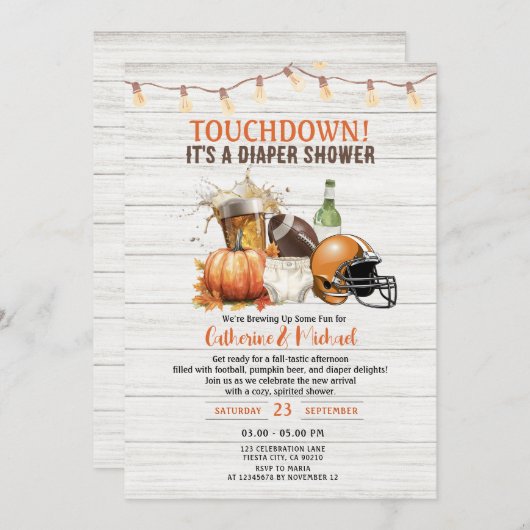 Herfst Touchdown het is een luier Baby shower Beer Kaart (Voorkant / Achterkant)