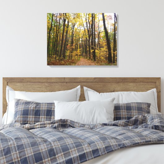 Herfst Trail en Golden Leaves in Laurel Hill Park Canvas Afdruk (Insitu (Slaapkamer))