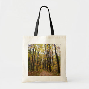 Herfst Trail en Golden Leaves in Laurel Hill Park Tote Bag