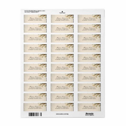 Herfst Tree bladeren en takken rustieke bruiloft Etiket (Full Sheet)