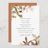 Herfst Tree Branch Oranje Foliage Wedding Invite Bedankkaart (Voorkant / Achterkant)
