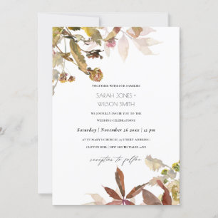 Herfst Tree Branch Oranje Foliage Wedding Invite Bedankkaart
