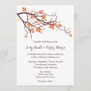 Herfst Tree Branch Wedding-uitnodiging Kaart