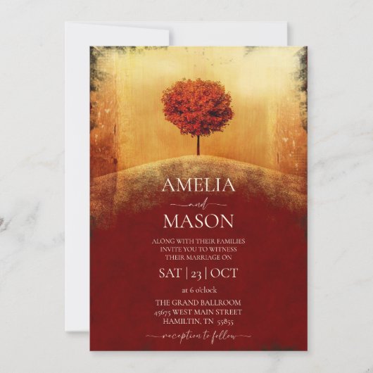 Herfst Tree bruiloft uitnodiging (Voorkant)