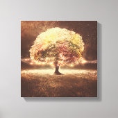 Herfst Tree en Romantische Rustieke String Lights Canvas Afdruk (Voorkant)