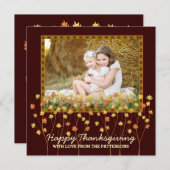 Herfst Tree Happy Thanksgiving Square-fotokaart Feestdagenkaart (Voorkant / Achterkant)