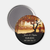 Herfst Tree Lake Uitzicht Save the Date Magnet (Voorkant / Achterkant)