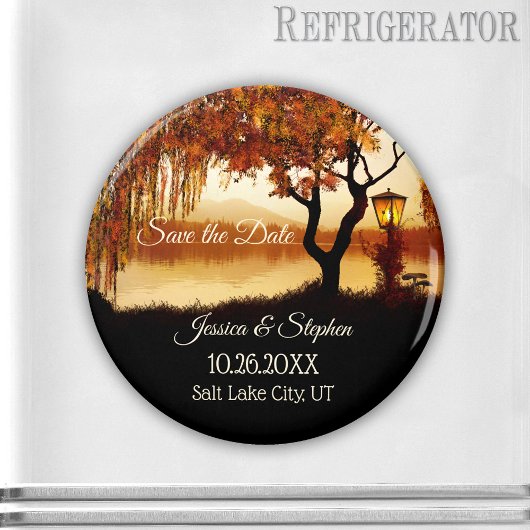 Herfst Tree Lake Uitzicht Save the Date Magnet