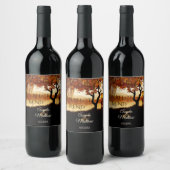 Herfst Tree Lake Uitzicht Wijnlabel voor bruiloft Wijn Etiket (Flessen)