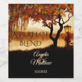 Herfst Tree Lake Uitzicht Wijnlabel voor bruiloft Wijn Etiket (Enkel label)