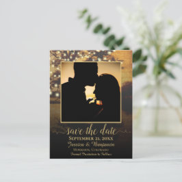 Herfst Tree & Lights w/Photo Wedding Sla de datum Aankondigingskaart