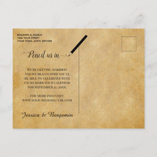 Herfst Tree & Lights w/Photo Wedding Sla de datum  Aankondigingskaart (Achterkant)