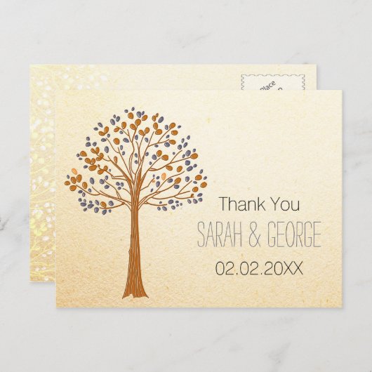 herfst tree, rustieke herfst bruiloft dank u briefkaart (Voorkant / Achterkant)