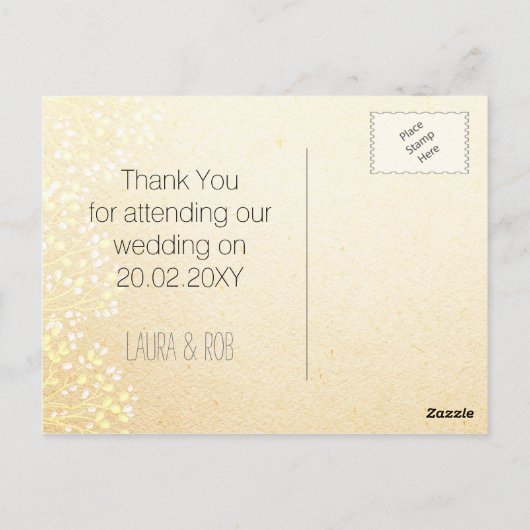 herfst tree, rustieke herfst bruiloft dank u briefkaart (Achterkant)