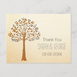 herfst tree, rustieke herfst bruiloft dank u briefkaart