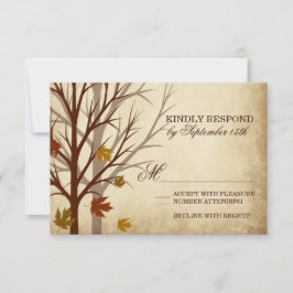 Herfst Tree Silhouettes najaar RSVP-kaarten RSVP Kaartje