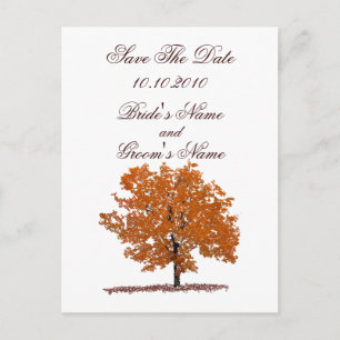 Herfst Tree Sla de datum briefkaart. Aankondigingskaart
