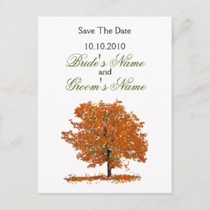 Herfst Tree Sla de datum briefkaart. Aankondigingskaart
