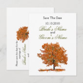 Herfst Tree Sla de datum briefkaart. Aankondigingskaart (Voorkant / Achterkant)