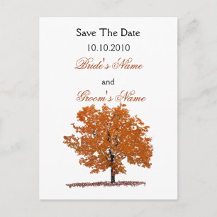 Herfst Tree Sla de datum briefkaart. Aankondigingskaart
