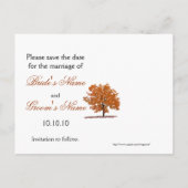 Herfst Tree Sla de datum briefkaart. Aankondigingskaart (Achterkant)