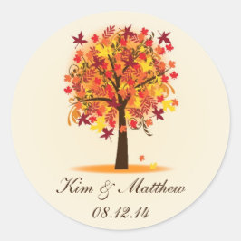 Herfst Tree Vrijgezellenfeest of bruiloft Ronde Sticker