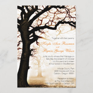 Herfst Tree Wedding Invitation Kaart