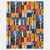 Herfst Trees Autumn Leaves Kleuren Patchwork Patro Fleece Deken (Voorkant)