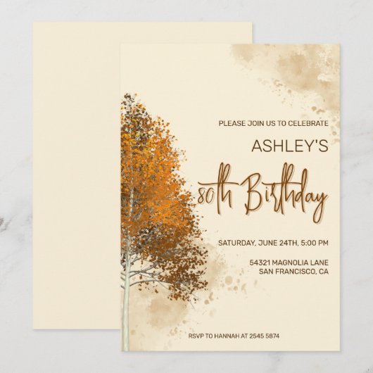 Herfst Trees Birthday Kaart (Voorkant / Achterkant)