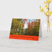 Herfst Trees en Blue Sky Autumn Greetings Kaart (Gele Bloem)