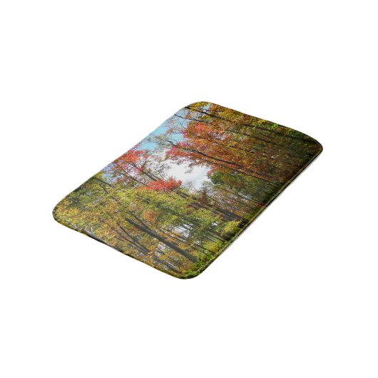 Herfst Trees en Blue Sky Autumn Natuur Fotografie Badmat (Gekanteld)
