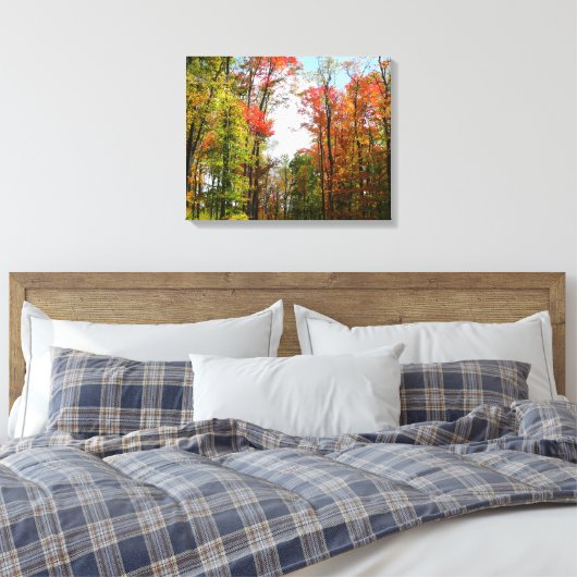 Herfst Trees en Blue Sky Autumn Natuur Fotografie Canvas Afdruk (Insitu (Slaapkamer))