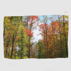 Herfst Trees en Blue Sky Autumn Natuur Fotografie Golfhanddoek