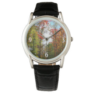 Herfst Trees en Blue Sky Autumn Natuur Fotografie Horloge