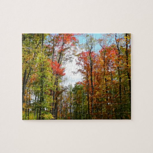 Herfst Trees en Blue Sky Autumn Natuur Fotografie Legpuzzel (Horizontaal)