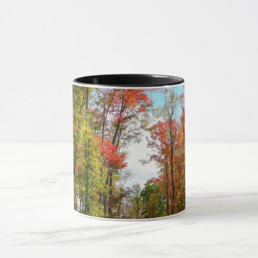 Herfst Trees en Blue Sky Autumn Natuur Fotografie Mok (Midden)