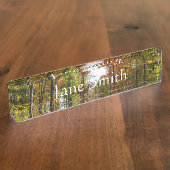 Herfst Trees en Blue Sky Autumn Natuur Fotografie Naambordje (Zijkant)