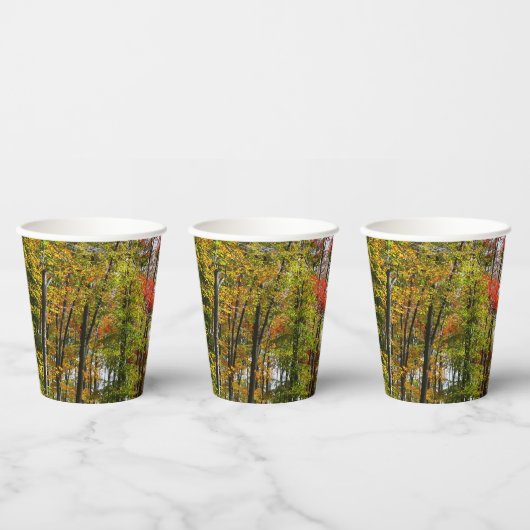 Herfst Trees en Blue Sky Autumn Natuur Fotografie Papieren Bekers (Multi)