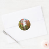 Herfst Trees en Blue Sky Autumn Natuur Fotografie Ronde Sticker (Envelop)