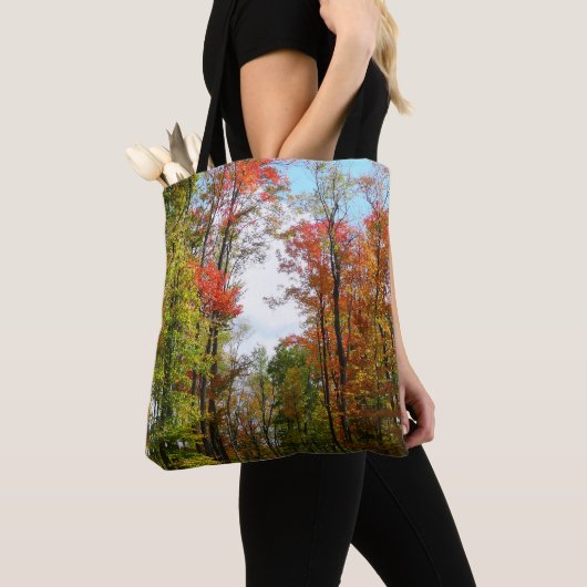 Herfst Trees en Blue Sky Autumn Natuur Fotografie Tote Bag (Dichtbij)
