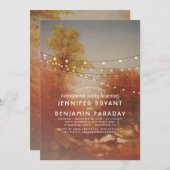 Herfst Trees en String Lights Engagement Party Kaart (Voorkant / Achterkant)