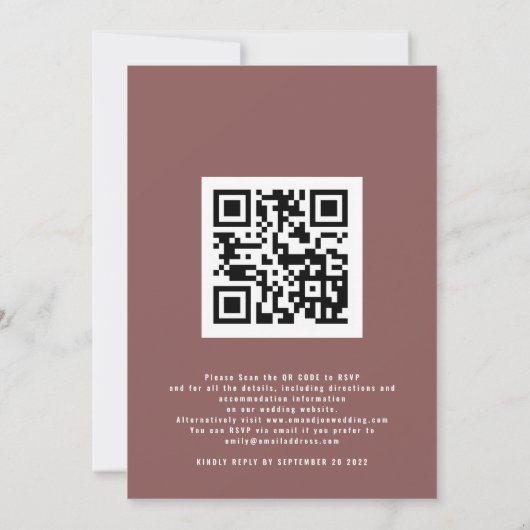 Herfst Trees Foto QR Join Us Mauve Wedding Kaart (Achterkant)
